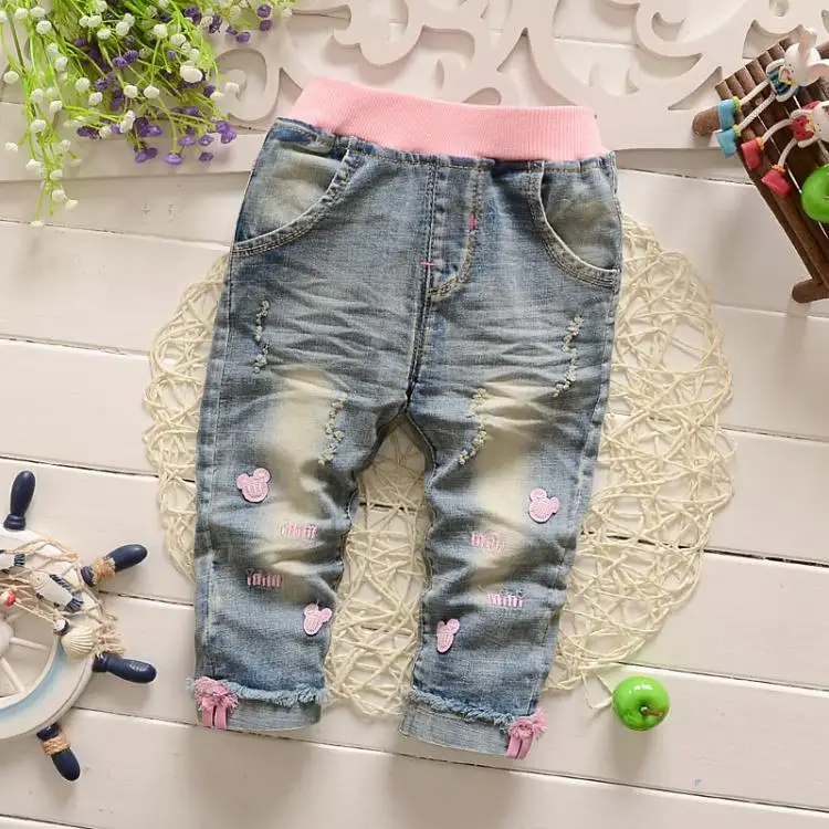  2019 New Classic Spring Baby Girls Soft Jeans Fashion Pants Trousers Children's jeans Infant Soft D