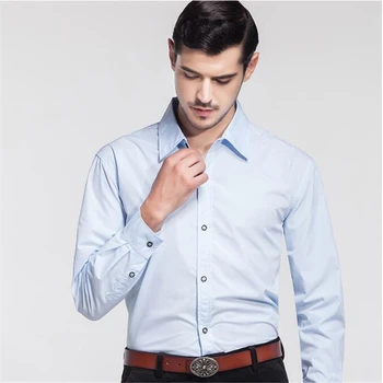 

Pure Color Long-sleeved Shirt men Large Size L-8XL, White Blue Black Red, Business Wedding men Cotton Shirt