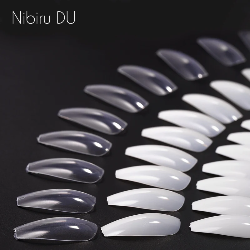  600pcs/bag False Nails Display Tips Acrylic Ballerina Artificial Transparent/Natural Guide Capsule 