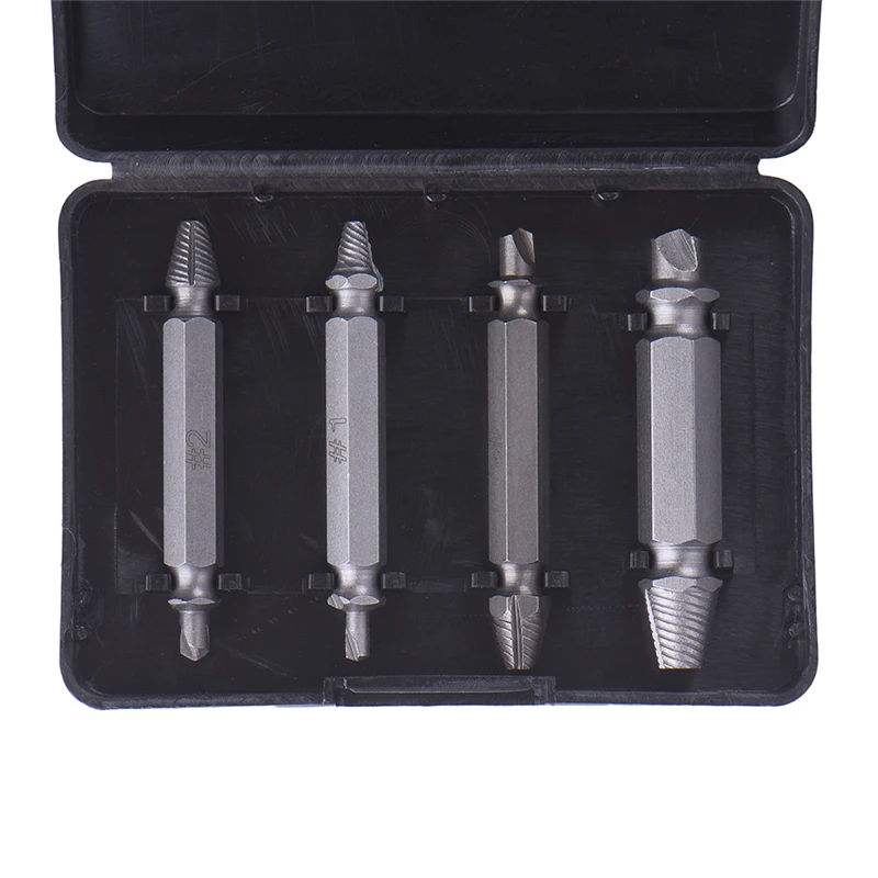 4pcs/Set Damaged Screw Extractor Breakage Bolt Extractor Drill Bits Guide Set Broken Easy Out