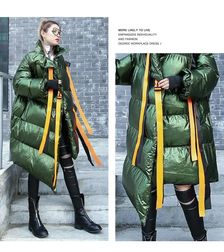 Женская зимняя Новинка, Толстая теплая парка, Женская куртка с длинным рукавом и стоячим воротником, повседневное модное пальто большого размера Z367