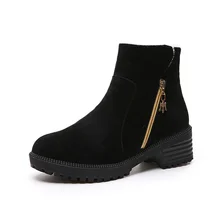 Women's Snow Boots Autumn Winter New Warm Plus Velvet Low Tube Female Ankle Boots Fashion Suede Zipper Cotton Shoes Boots Women mycolen new fashion keep warm cotton ankle boots autumn winter motorcycle boots snow men shoes with zipper erkek bot ayakkabi