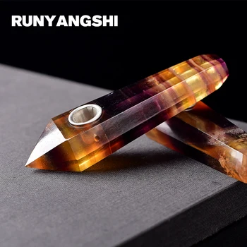 

Runyangshi Crystal Smoking Pipe Strainer Quartz Stone Yellow Healing Wand 1 Pc Smoke Pipe High Quality YH27