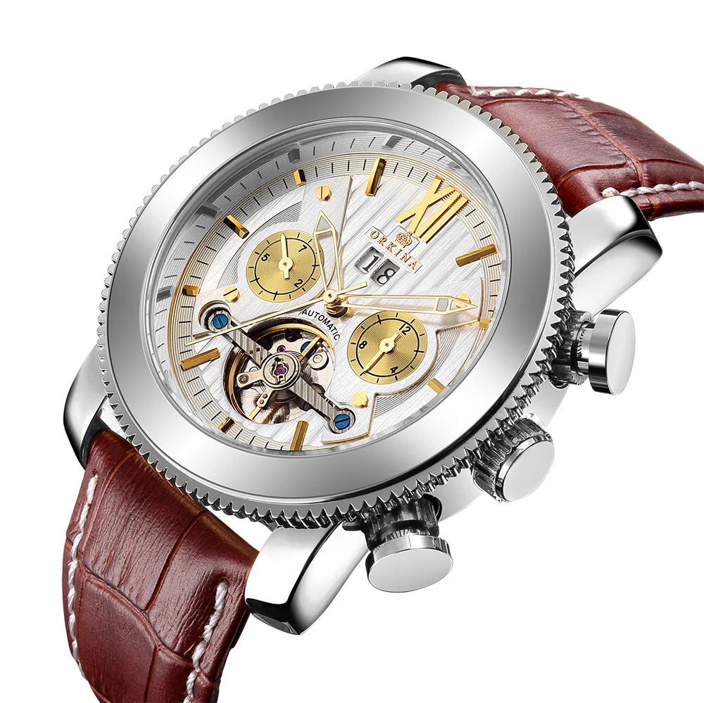 Классические мужские часы Tourbillon с оберткой Топ бренд Роскошные автоматические