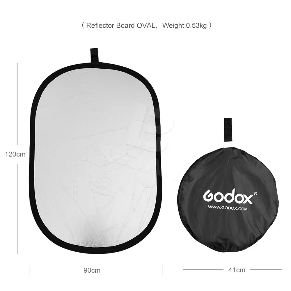 Godox 90x120cm Portable Collapsible Oval Photography Reflector for Studio 2in1