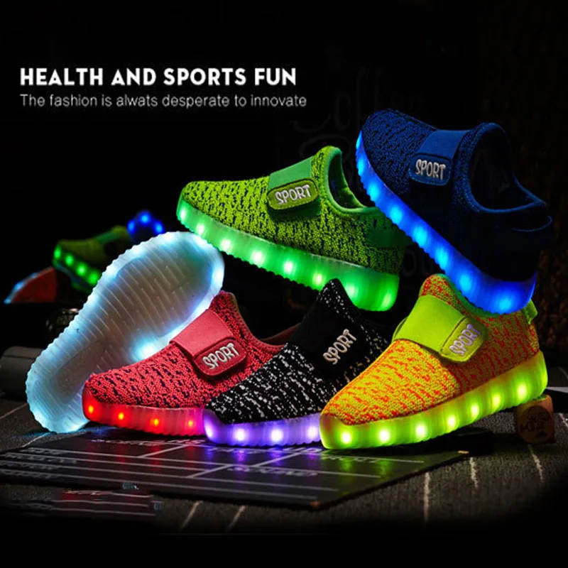 Светодиодный свет для детей; светящаяся обувь с USB зарядкой; детская обувь на липучке; Светящиеся кроссовки для детей; Светодиодный свет; детская обувь для мальчиков и девочек