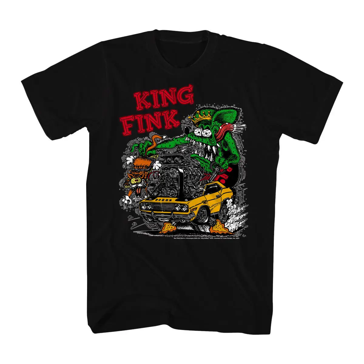 Мужская футболка с коротким рукавом Rat Fink King черная Повседневная круглым вырезом