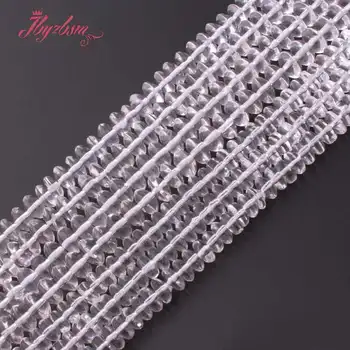 

3x6 4x8mm Smooth Rondelle White Rock Crystal Quartz Natural Stone Beads For Necklace Bracelets Jewelry Making 15" Free Shipping