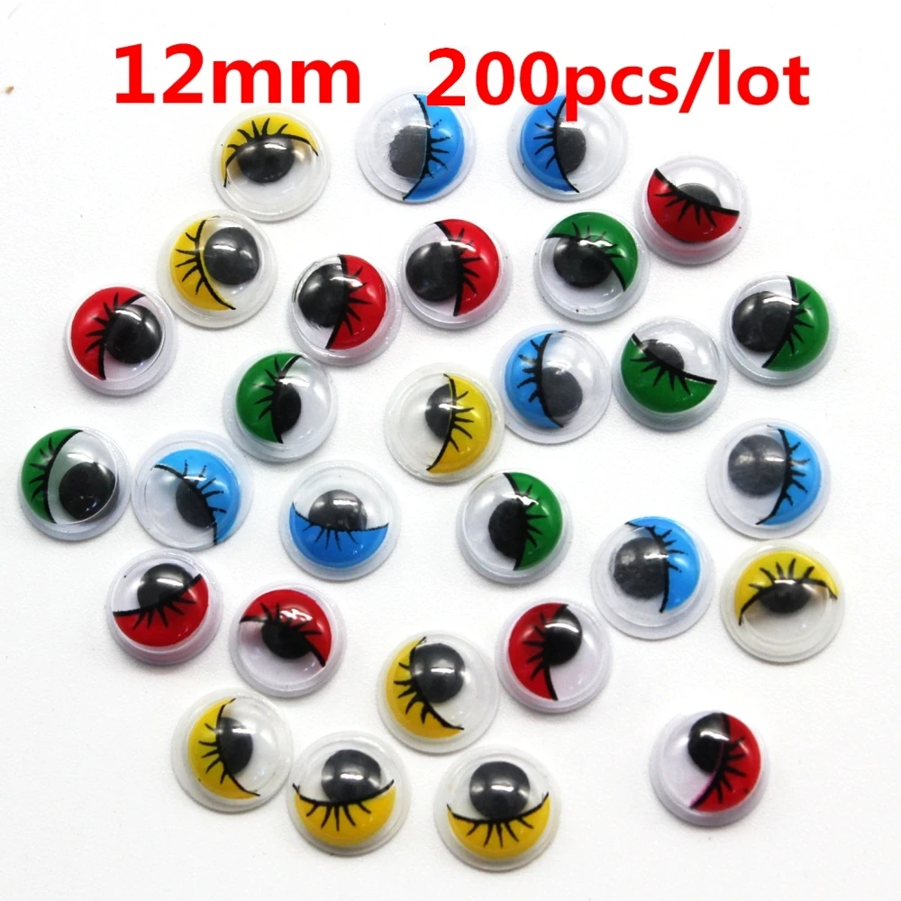 Universal 200Pcs 12mm Total Mixed Googly Eyes DIY Scrapbooking for Teddy Bear Stuffed Toy Doll Parts