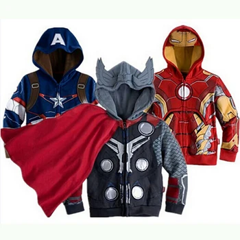 

Kids Jackets Hooded Marvel Hero Coats Boys Iron Man Thor Hulk Spider Man Baby Boys Clothes Costume Child Spring Autumn Outwears