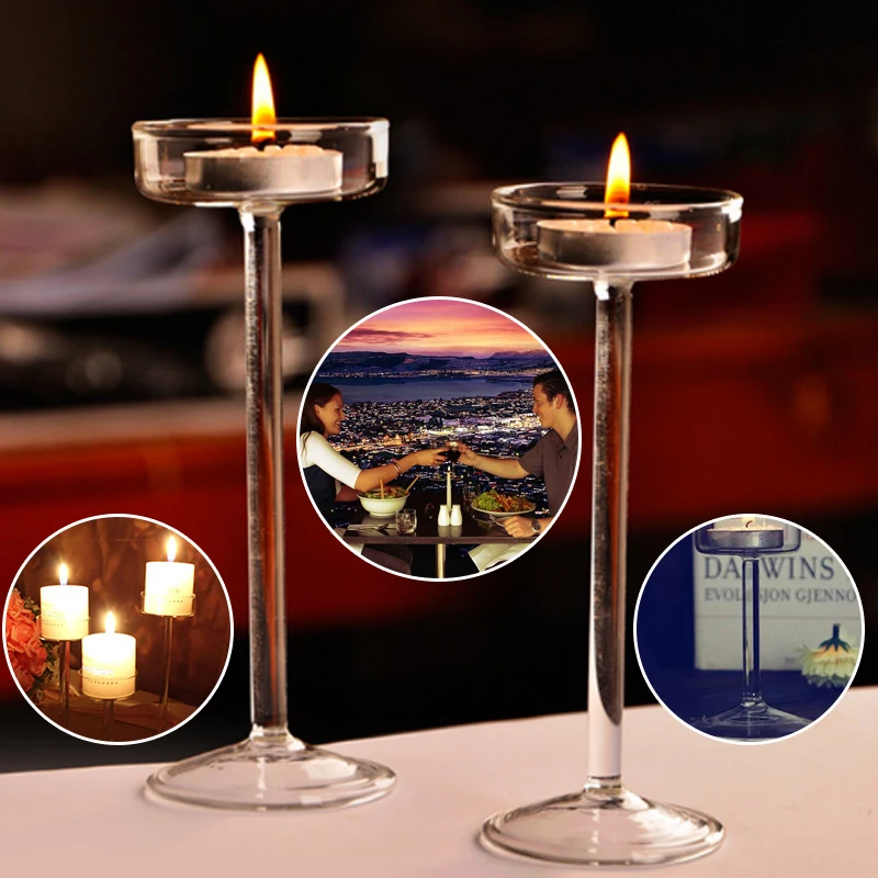 

Creative Candle Holders Elegant Romantic Goblet Designed Glass Candle Holder Supplies Candlestick Wedding Party Home Decoration