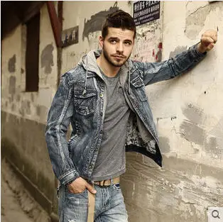 2014 Denim Jacket Men Removable Hoodies Jeans Outwear Mens