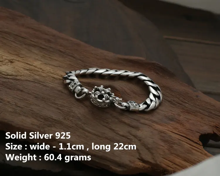 Солидное Серебро 925 толстая цепочка мужской браслет Bold Link Crown тумблер для мужчин