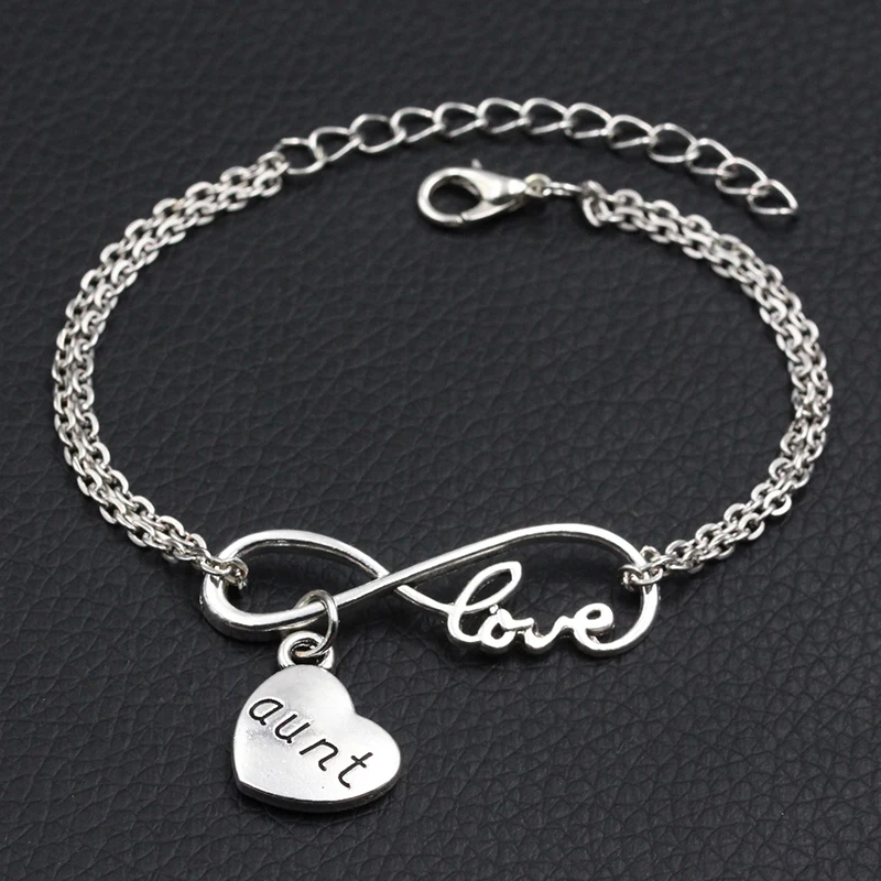 

2019 New Personalized Love Aunt Heart Charm Bracelet DIY Handmade Infinity Love Charm Bracelets For Women Fashion Jewelry