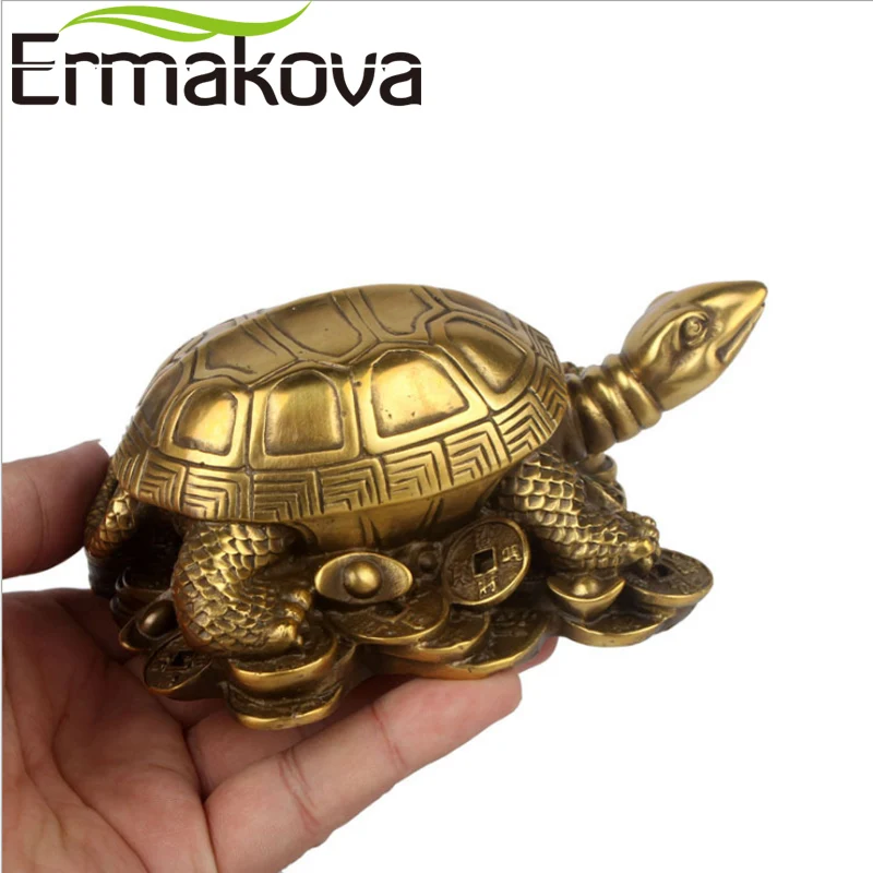 ERMAKOVA 13 см (5 1 &quot) античная латунь мини черепаха Статуэтка скульптура в виде