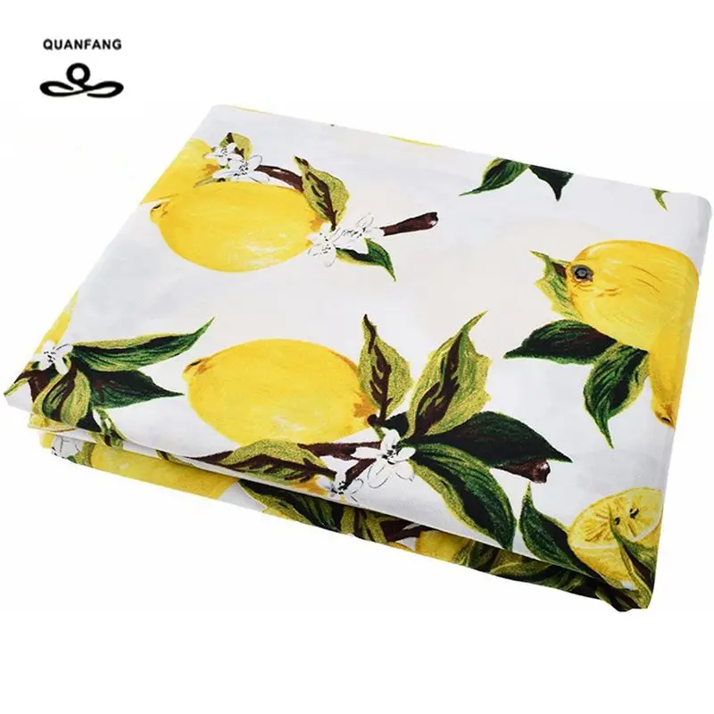 Новое поступление Лимон Печатных Хлопок Поплин Ткань Лоскутные материалы для шитья ткань кукла лист юбка платье материал ткани 100x145 см