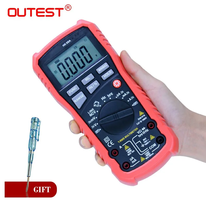 

HK68A high precision intelligent multimeter USB AC/DC Current resistance capacitance frequency 10HZ~10MHZ for computer test