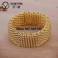 Niza Anillo de Malla de Oro de calidad superior Plateado y Estampadas 925 anillos para las mujeres joyería fina