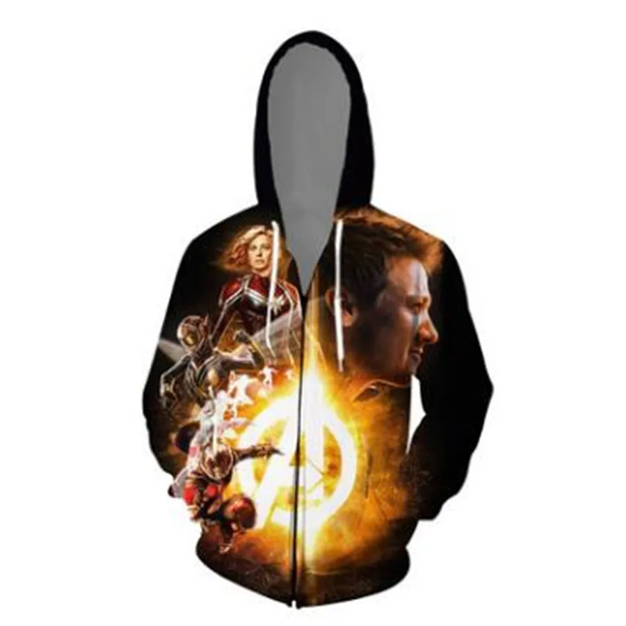 

3d Print Quantum Realm Avengers Endgame Sweatshirts Hoodie Movie Cosplay Costume Jackets Men Top Coat Zipper Casual Hoded