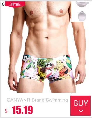 GANYANR Brand Classic Cut Men Swimwear Man Swimming Briefs Bikini Man Men's Swimsuits Board Surf Board Shorts Gay Pouch