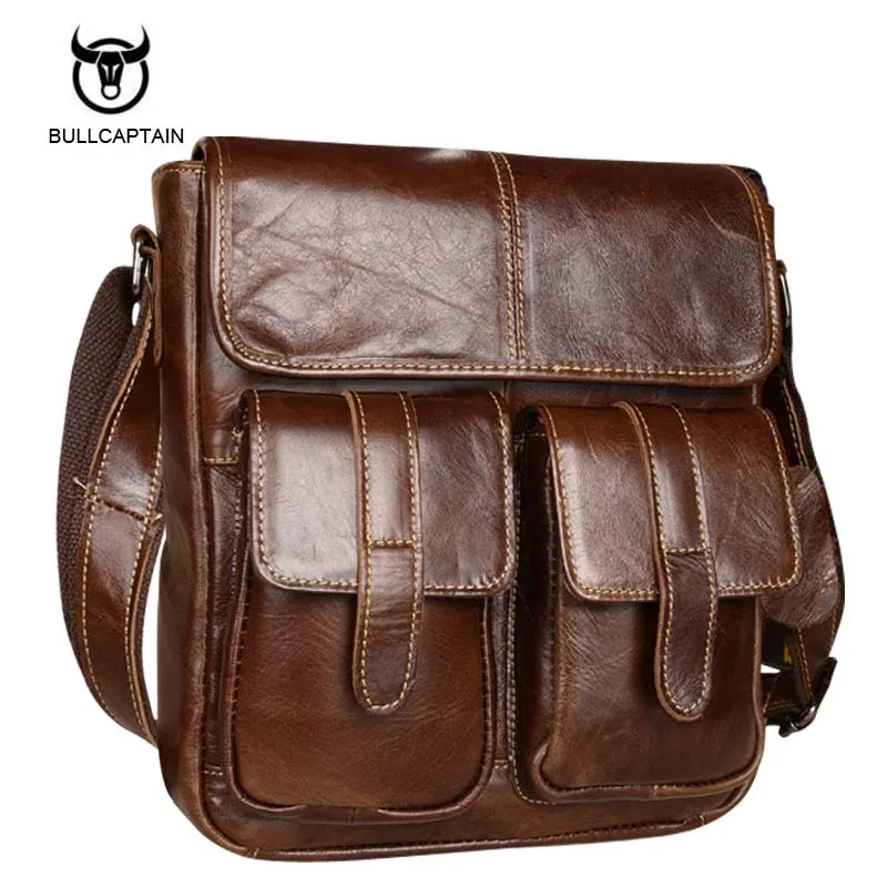 

Bullcaptain 2017 New Arrival Men's Shoulder Bag Satchel Genuine Cowhide Leather Messenger Bags For Men Rugged Portfolio