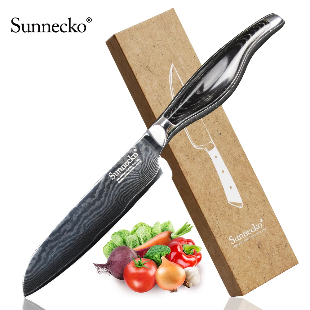 SUNNECKO 5" inches Santoku Knife 73 layers Damascus Steel Razor Sharp