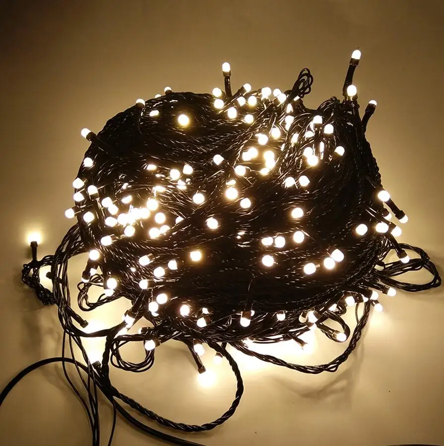 Thrisdar 100 м 500 светодиодный светильник с черной проволокой для рождественской Феи светодиодный светильник-Гирлянда для сада, патио, праздника, рождественской елки, сказочный светильник - Испускаемый цвет: Warm White