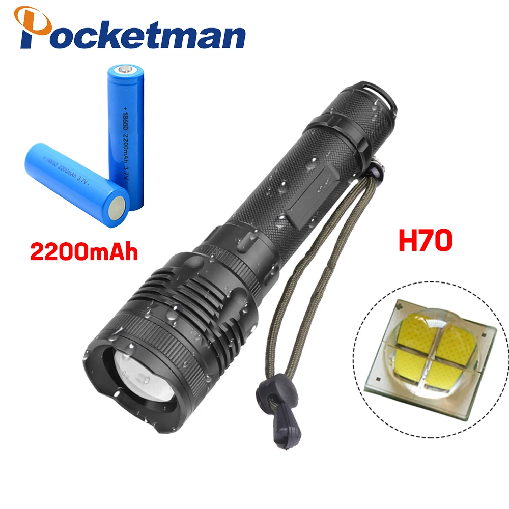 

New Arrivals XHP70 LED Potary zoom flashlight 3 modes Powerful waterproof torch Spotlight Astigmatism with 18650/26650 battery