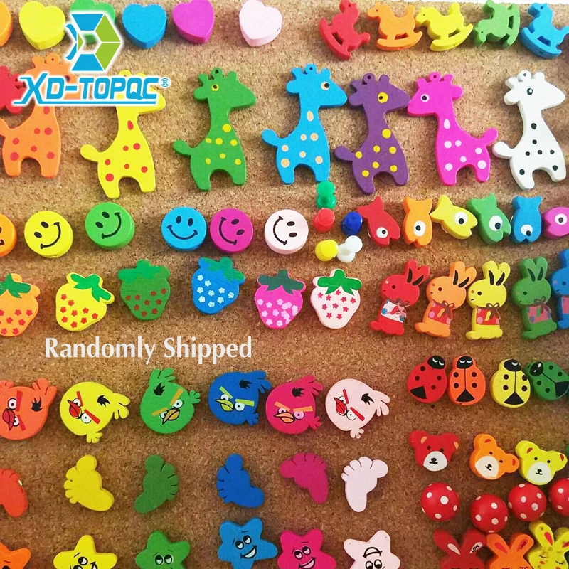 Push Pins 10/25/50pcs Cartoon Thumbtacks Push Pins Random Colored Map Photos Wooden Pin Board Cork Board For Office School Supplies