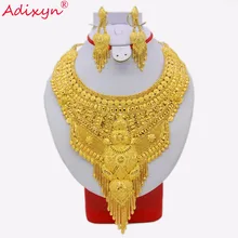 Adixyn Африканский плюс большой размер ювелирный набор золотой цвет/медь ожерелье серьги арабский, из Дубая Свадебная вечеринка мама подарки N03137