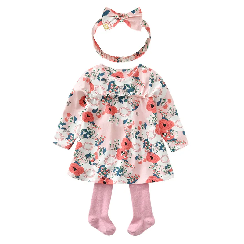 

Orangemom Fooical Store Infant Baby Autumn 3pcs Clothing Set New Born Baby Girls Pink Clothes Sets Floral Baby Cartoon Dress