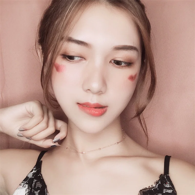 

Choker girl fine necklace rose gold Japan and South Korea slim vintage necklace interval beads short clavicle chain