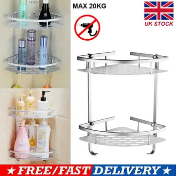

2 Layer Metal Bathroom Corner Shelf Rack Caddy Storage Bath Shower Rack Holder Triangular Shampoo Organizer