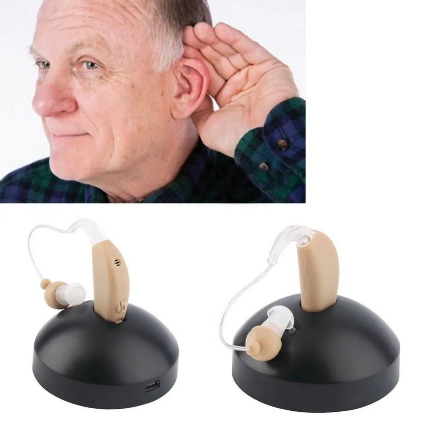 

New Rechargeable Ear Hearing Aid Mini Device Ear Amplifier Digital Hearing Aids Behind the Ear for Deaf Elderly Acustico EU plug