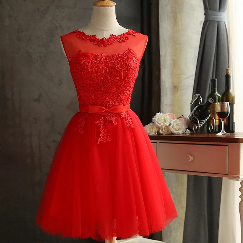 2019 Summer Graduation Gown Lace Dress Women Bowknot Mesh Dress Bridesmaid's Gown Slim Party Dresses Vestidos 4 Colors