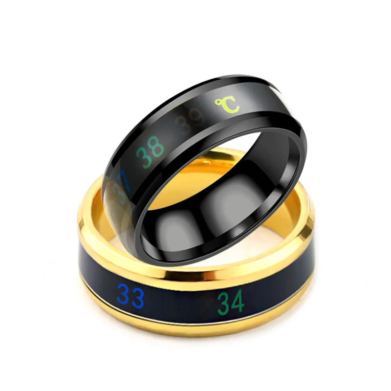 Креативный из нержавеющей стали простой Интеллектуальный Термометр Температура измерительное кольцо пара женщин мужчин мужские свадебные ювелирные изделия 92