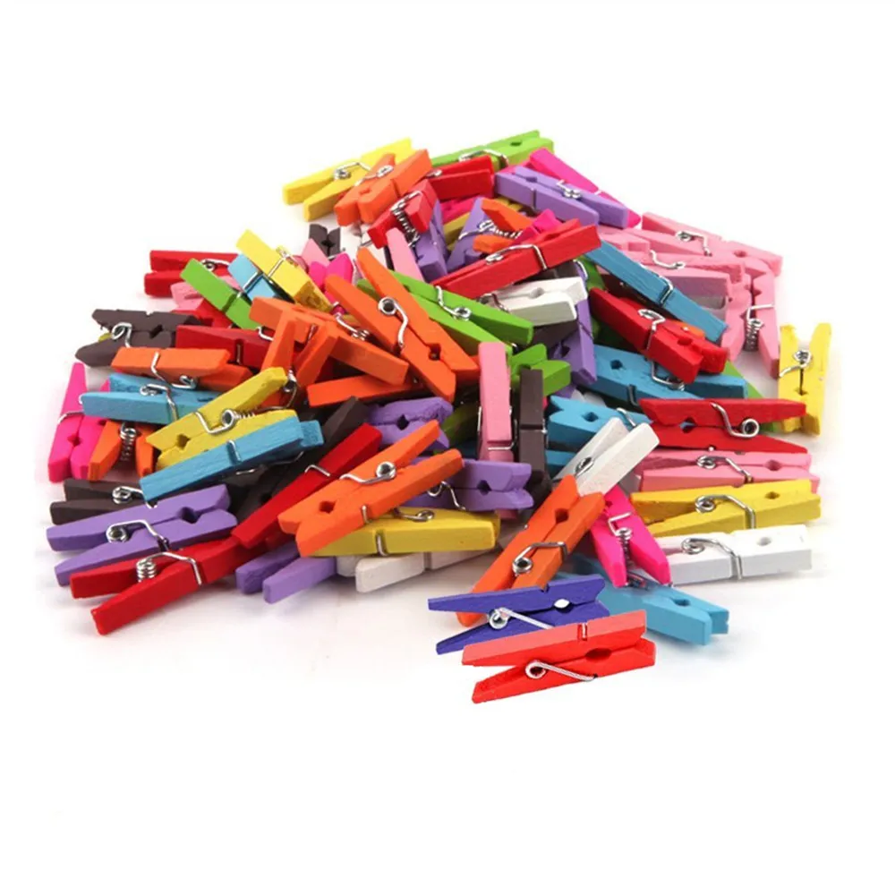 100 pcs Small Size 25mm Mini Wooden Clips for Photo Clips Clothespin Craft Decoration craft supplies