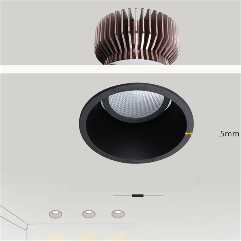 

100-260Vac input Cree cob high CRI anti glare slim edge built in embedded suspended roof led ceiling wall spot light