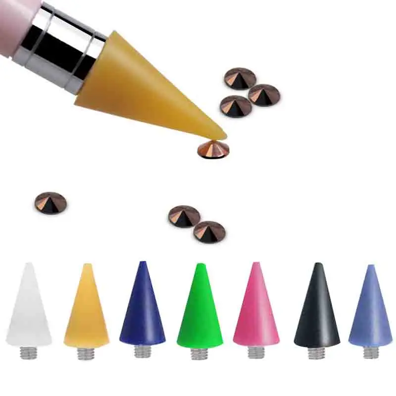 

Nail Dotting Wax Pencil Replaceable Head Beads Rhinestones Gems Picker Wax Head Self-adhesive Nail Tips Picking for Nail Brush