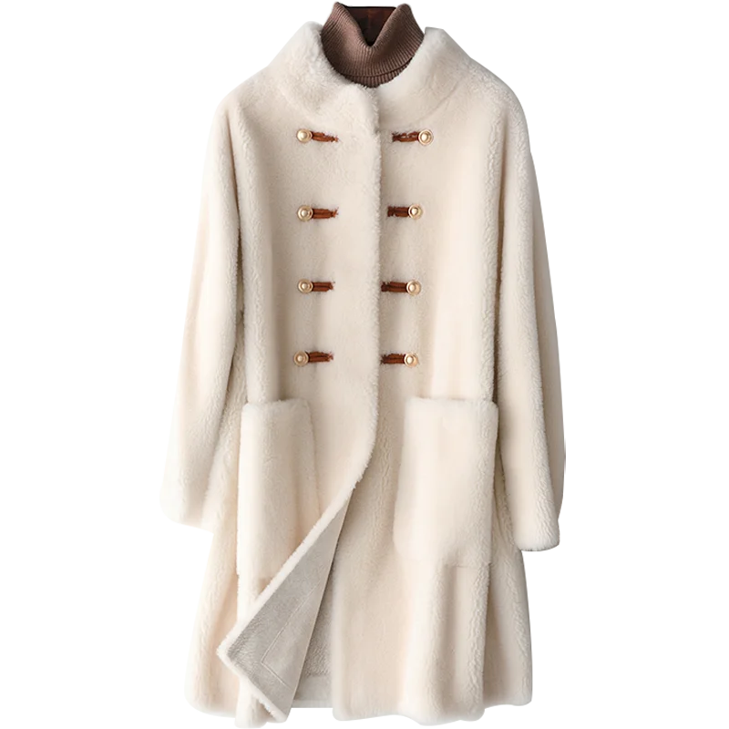 

Real Fur Coat Autumn Winter Coat Women Clothes 2019 100% Wool Jacket Korean Sheep Shearling Suede Lining Abrigo Mujer YS968622