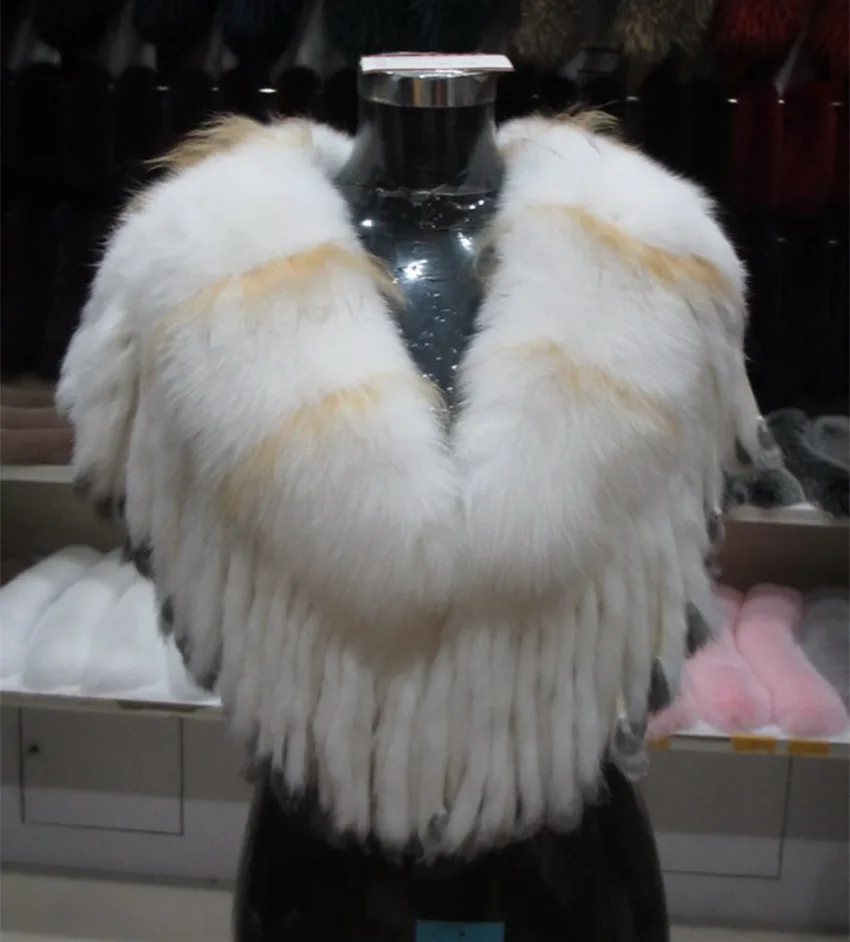 S1017 New style Fashion Women 100 Real Fox Fur Bride Shawl wedding fur poncho with tassel