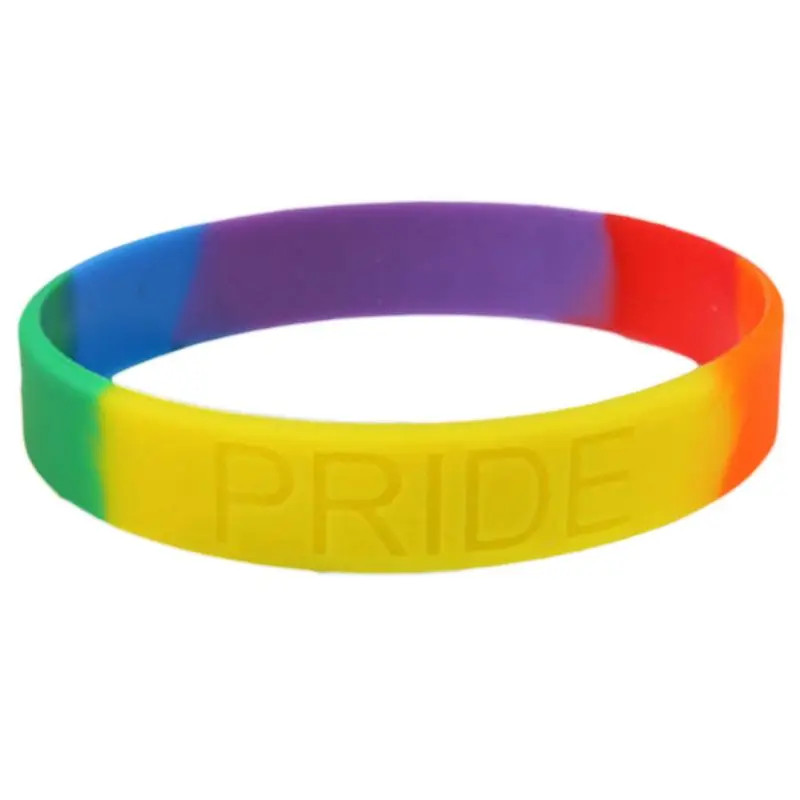 Viesky 18 Arten Unisex LGBT Regenbogen-Buchstaben Sport Armband Sechs Farben Gay Lesben Pride Silikon Gummi Armband Armband Party Parade 