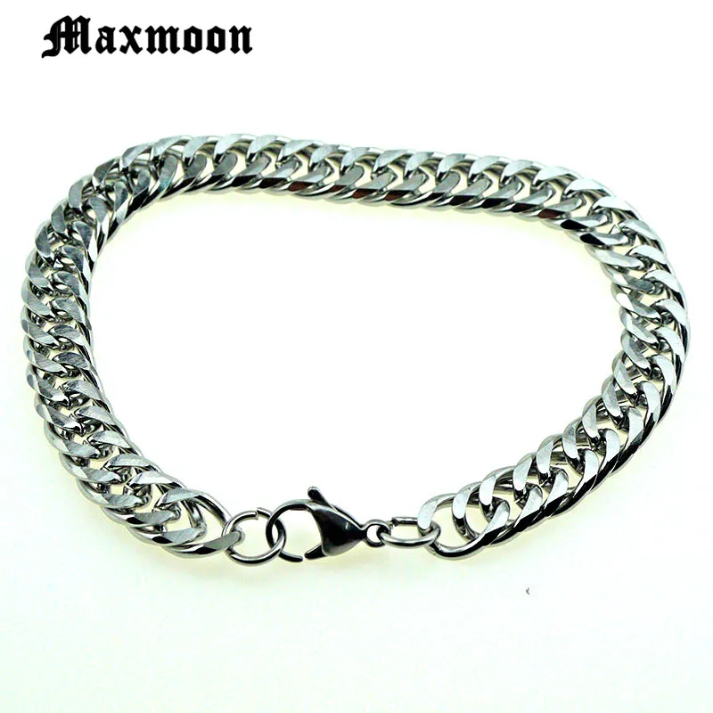 Maxmoon Майами кубинские браслеты из нержавеющей стали мужские 7 мм плоские