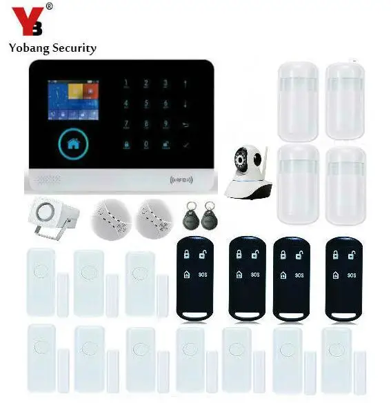 

YoBang Security Wireless Home Security Alarm System Kit WIFI WCDMA/CDMA 3G GPRS Android IOS APP 433MHZ Sensor Video IP Camera.