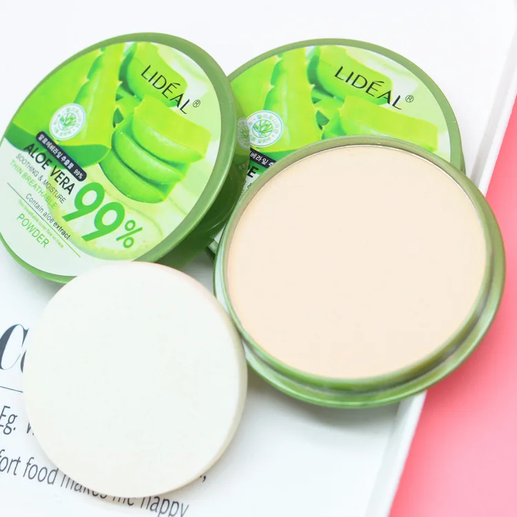 

Natural Aloe Vera Moisturizing Smooth Foundation Pressed Powder Makeup Concealer Pores Cover Face Whitening Brighten Powder