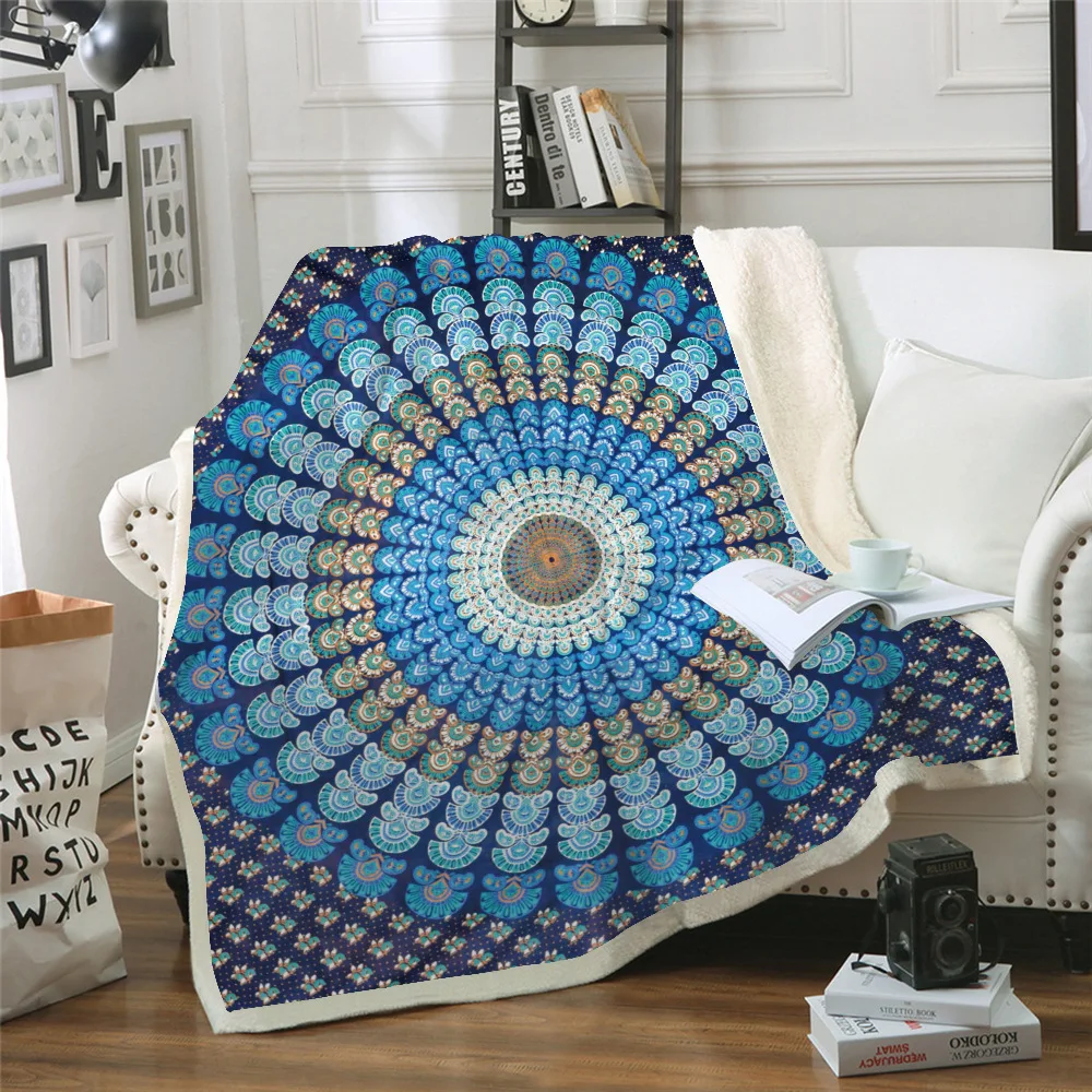 

Sofa cushion Yoga mat Blanket Air Conditioner Blanket Thick Double-layer Plush 3D Digital Printed Blanket Mandala Series