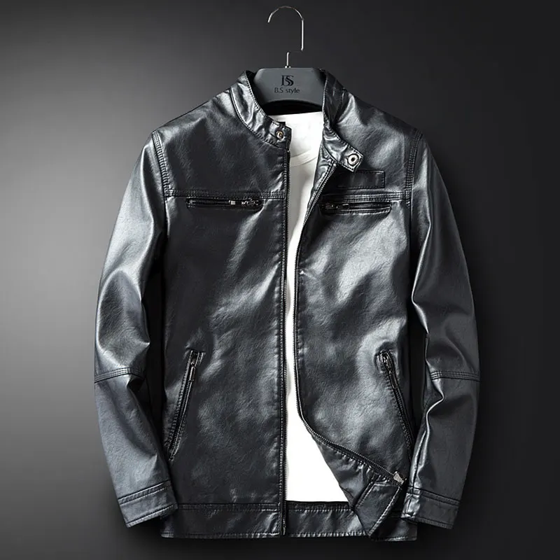 

Men's PU Jackets Zipper Coats Autumn Winter Punk Motorcycle Biker Faux Leather Jacket Men Clothes Thick Velvet Coats M-3XL 2019