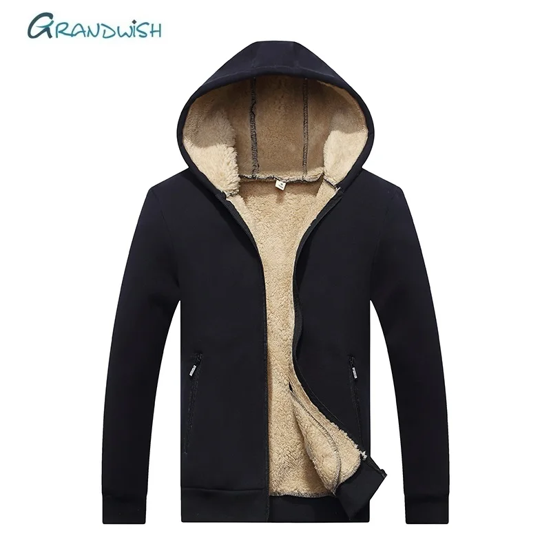 Achat Grandwish sweat à capuche pour homme à capuche décontracté laine hiver épaissir chaud manteau mâle velours homme sweats manteau fermeture éclair à capuche vestes, DA943