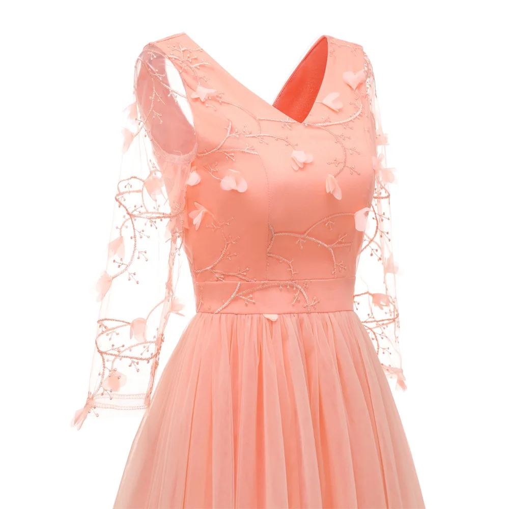 CD1668F # Чистая пряжа кружева вышивка розовый Короткие платья невесты свадебные тосты праздничное платье для выпускного одежда оптом