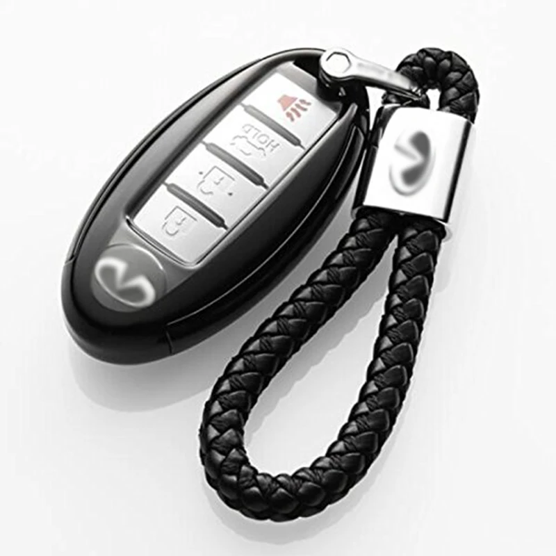 

Car Logo Emblem Key Chain Key Ring Metal Alloy BV Calf Style Black Leather Gift Decoration Accessories (Infiniti) YSS-0522